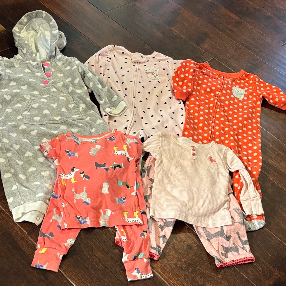 Adorable Baby sleepers in Gray, Pink, and Orange